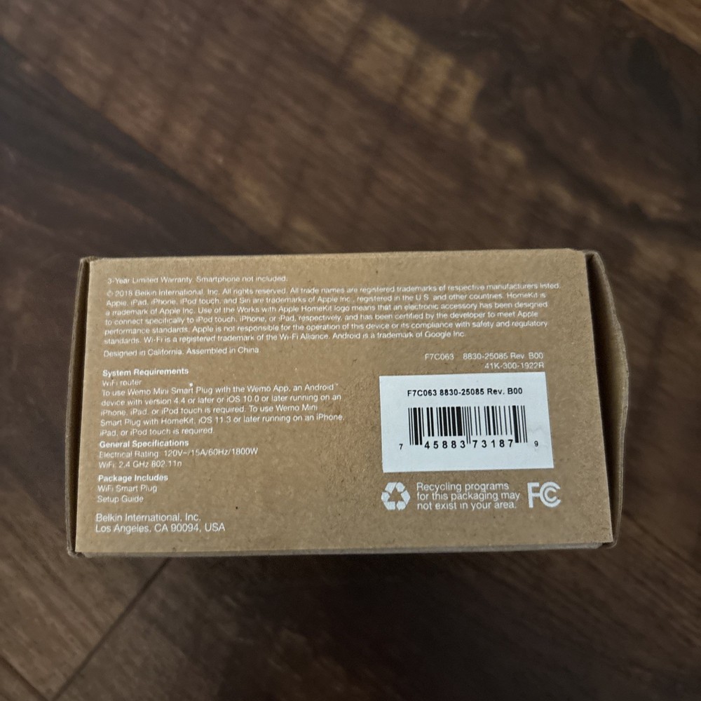 Wemo Mini F7C063 WiFi Smart Plug New Open Box