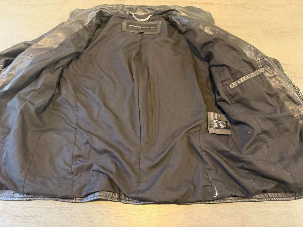 LEATHER black MARC NEW YORK lined jacket size small