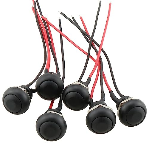 12mm Momentary Push Button Switch 6PCS DC 12V 3A Black Mini Round Waterproof