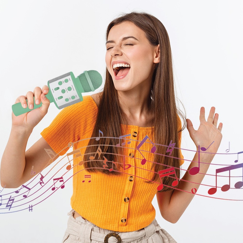 Laser Karaoke Microphone Aquatic Awe Bluetooth Wireless Singing Mic