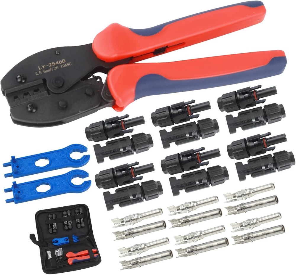 US Solar Panel Terminals Cable Connectors Crimper Crimping Hand Plier Tool Kit