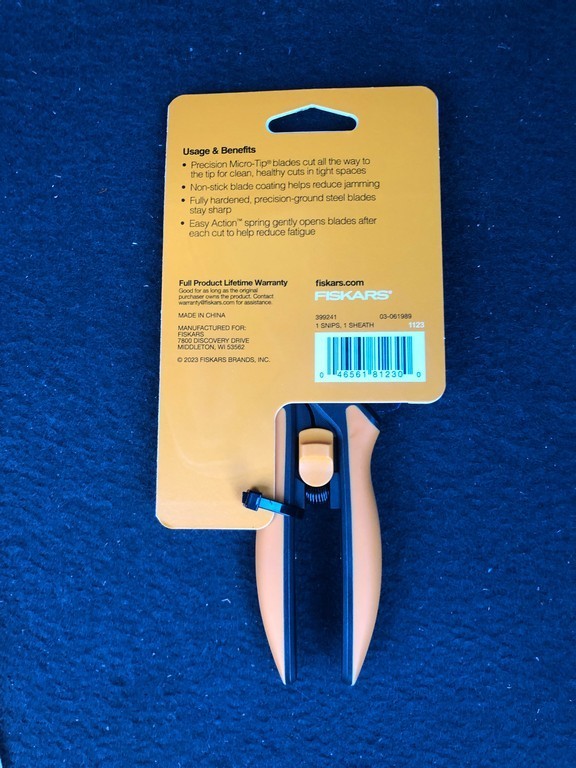 Fiskars Pruning Snips Micro-Tip Easy Action Non-Stick Orange Black total 10