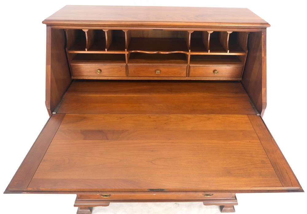 American Solid Cherry 4 Drawers Drop Front Secretary Desk Solid Brass Pulls MINT