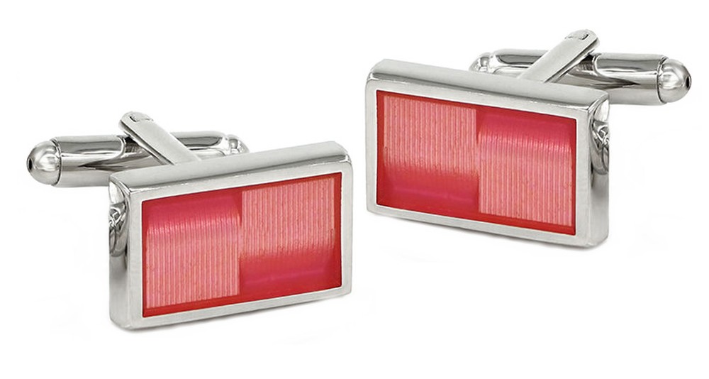 Modern Pink Rectangle Enamel Cufflinks by CUFFLINKS.DIRECT