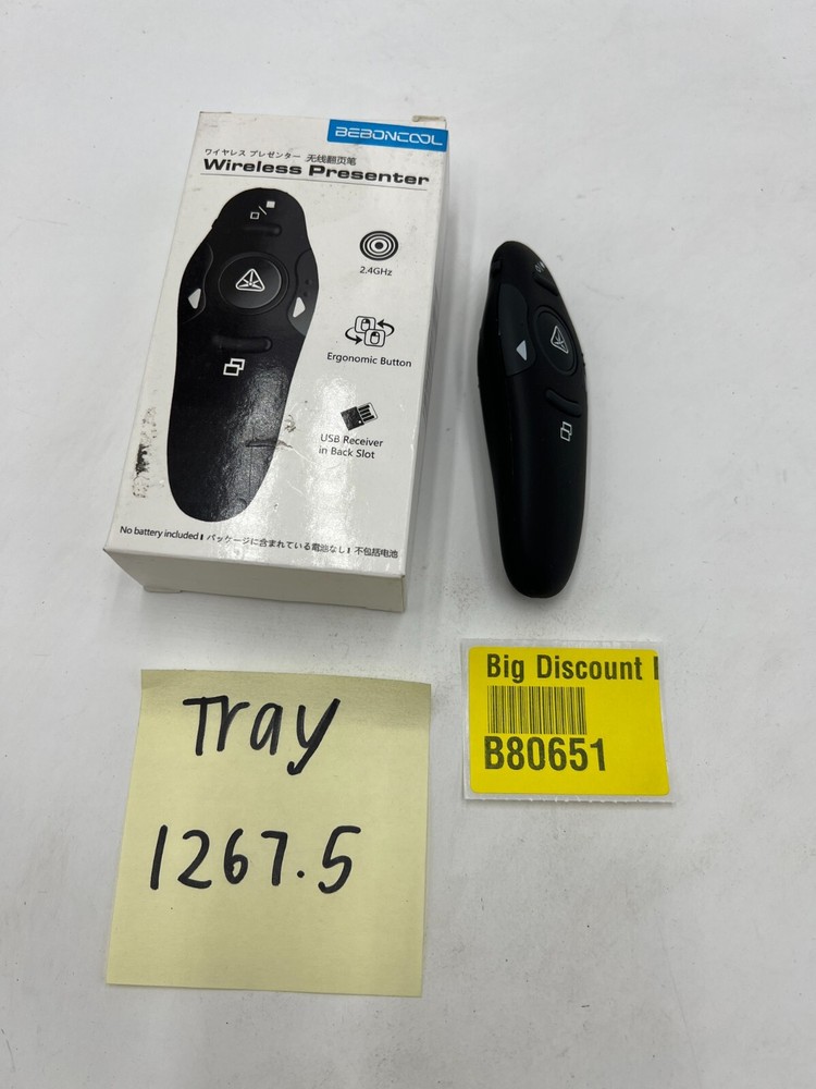 Beboncool Black Wireless Presenter 2.4GHz Ergonomic Button D100-US
