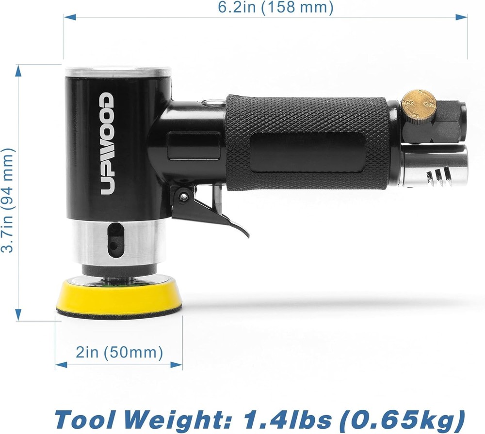 Small Pneumatic Random Orbital Sander Kit with Hook And Loop Sanding Pads