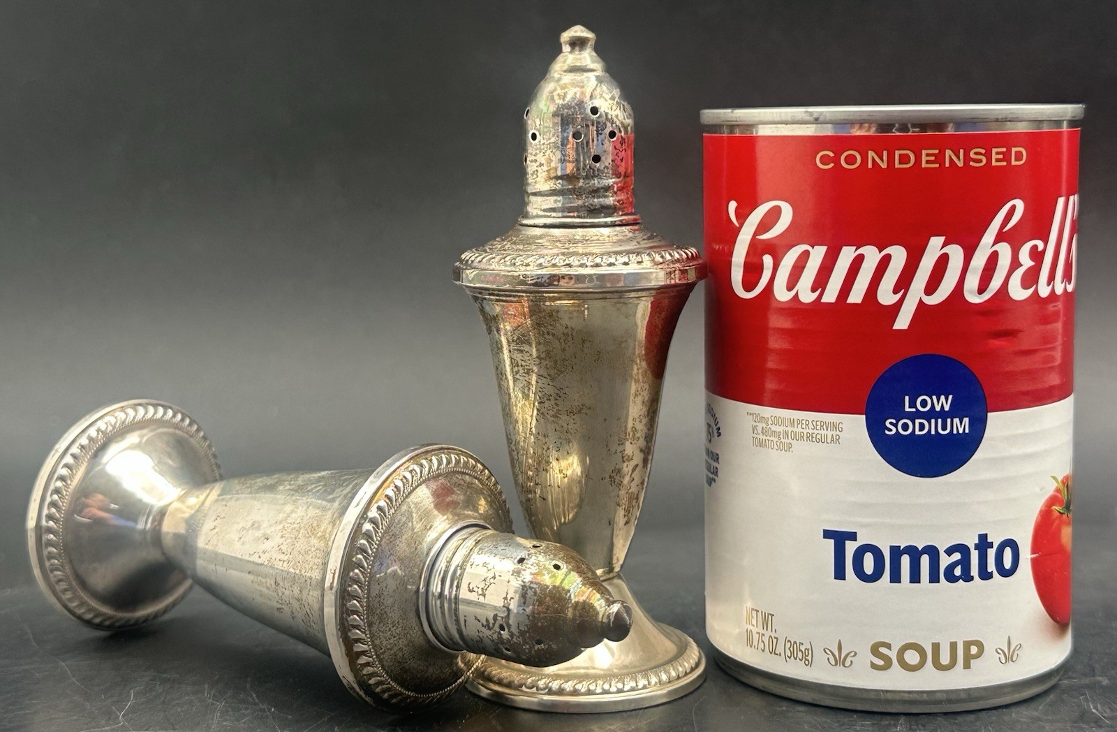 Duchin Creation Salt & Pepper Shakers Weighted Sterling Silver Over Glass