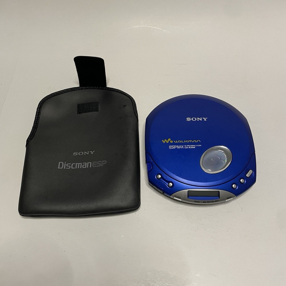 Sony Walkman D-E350 ESP Max Blue Portable CD Player Bundle Case [30]