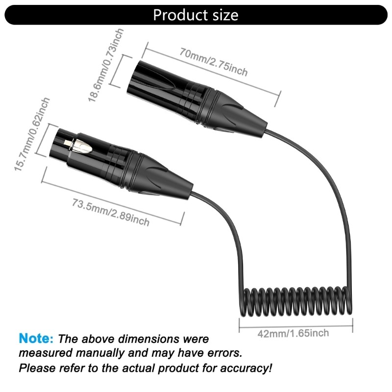 3Pin 3Pin Auditory Link Cable, Stretchable For Live Performances And Studio Use