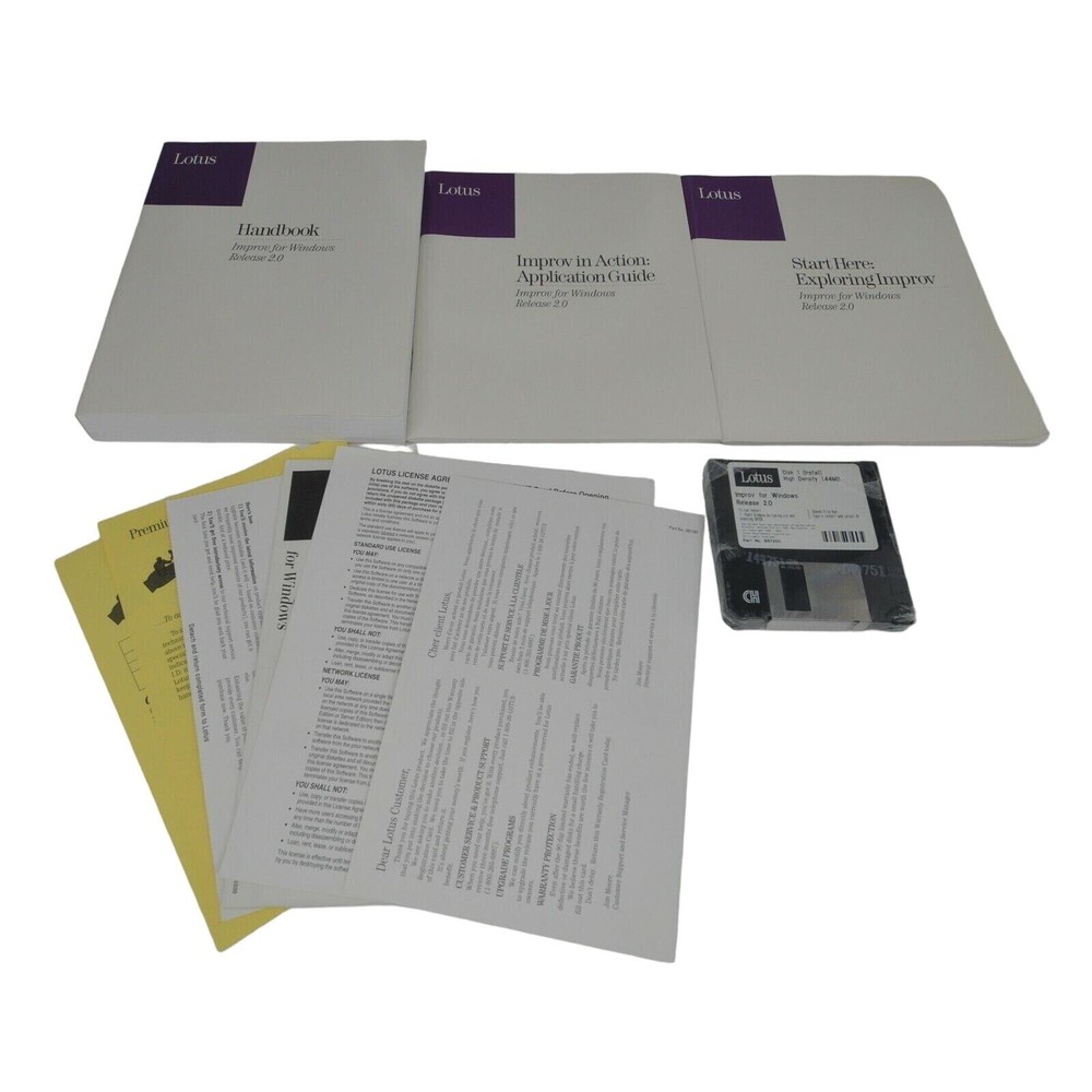 1993 Microsoft Windows 2.0 Lotus Improv Spreadsheet Software 3.5" Floppy