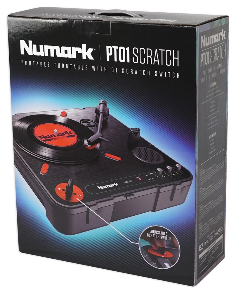 Numark PT01 Scratch Portable DJ Turntable w/Scratch Switch+Speaker USB/AUX/RCA