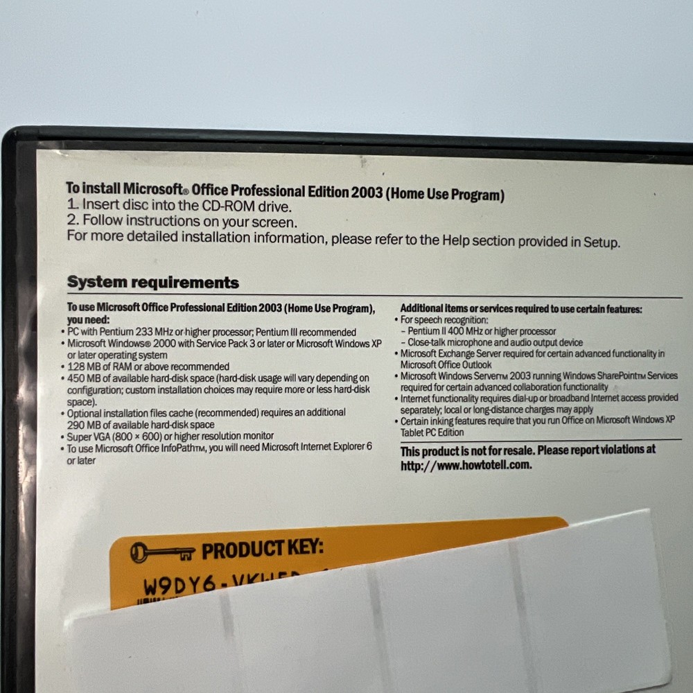 Microsoft Office Professional Edition 2003 - Home Use Program - with Product Key