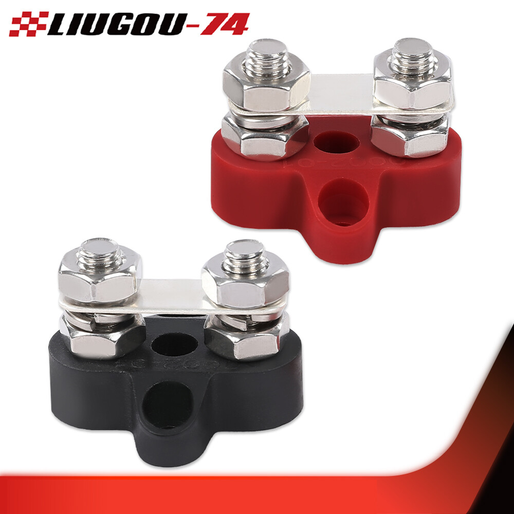 Red Black Junction Block Power Post Insulated Terminal Stud Battery 5/16" Ring