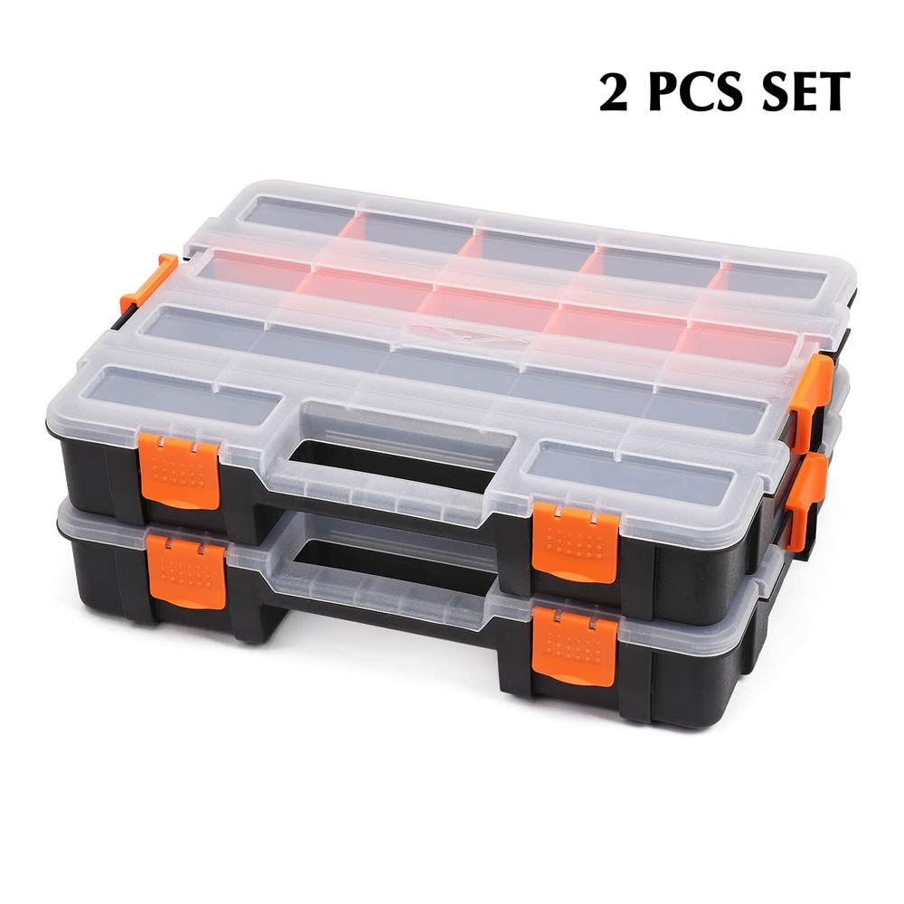 2PCS Toolbox Organizer Set 34 Compartments Durable with Removable Dividers