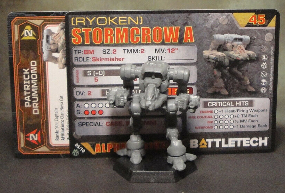 Battletech Stormcrow Mech + Pilot Cards Alpha Strike Clan Command Star Catalyst