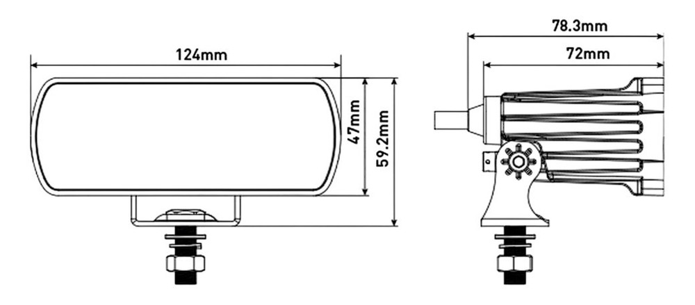 LED Work Light Reverse Light + Amber R65 LED Warning Strobe Lights Bracket Mount