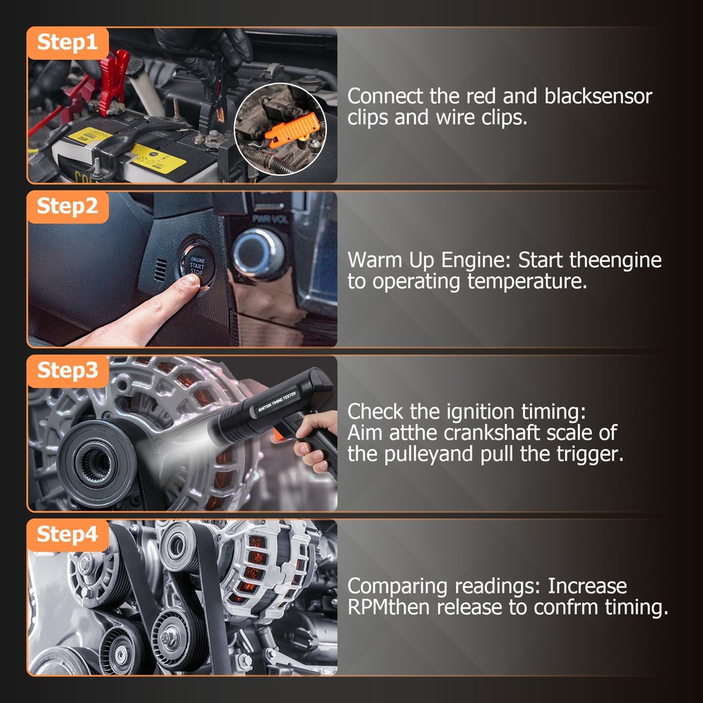 Ignition Timing Light 12V Car Engine Inductive Ignition Timing Gun Strobe Kit