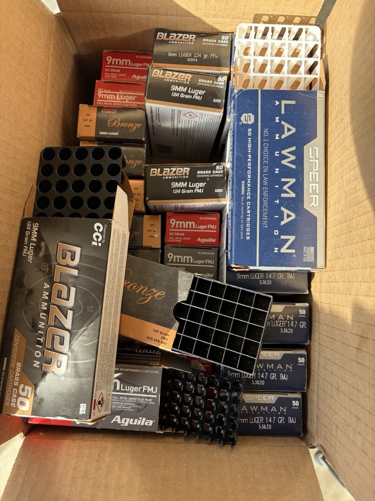 9mm empty ammo boxes with trays, 30 Total Boxes With Tray