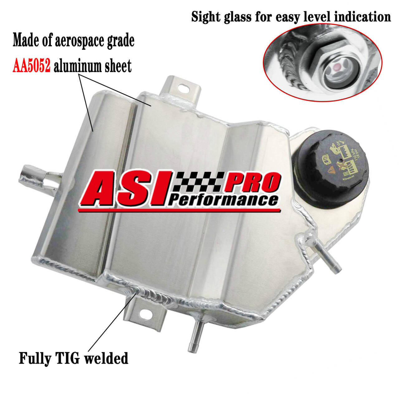 ASI Aluminum Overflow Tank Bottle for 2003-07 Ford 6.0L Powerstroke F-250 F-350