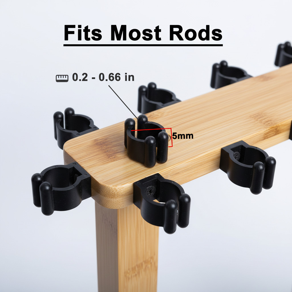 Fishing Rod Holders for Garage Wood Pole Rack Floor Stand Holds up to 14 Rods
