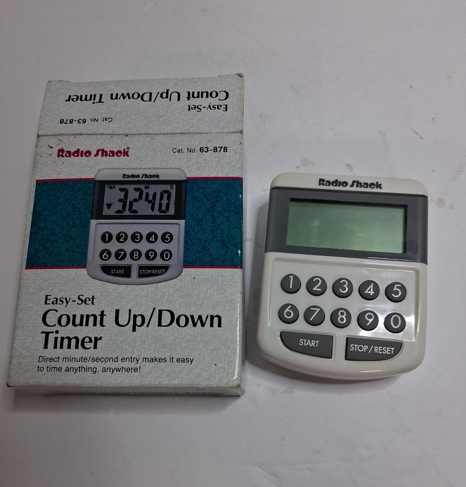 Radio Shack Easy-Set Count Up/Down Timer 63-878 Digital Kitchen Timer w/ Box Tes