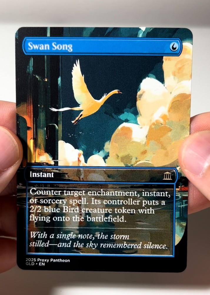 Swan Song Playtest Proxy Card with Custom Designed Art