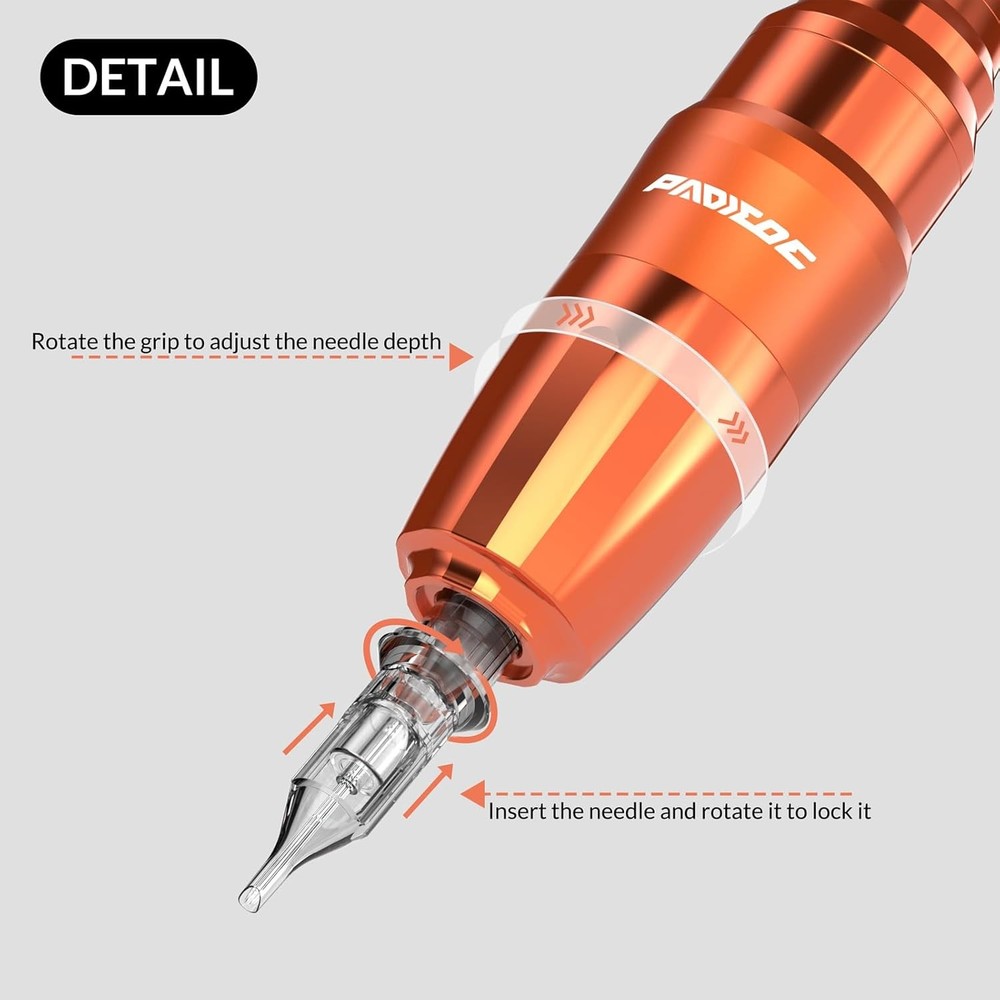 Padieoe Tattoo Gun Dotwork Kit Wireless Machine with Orange