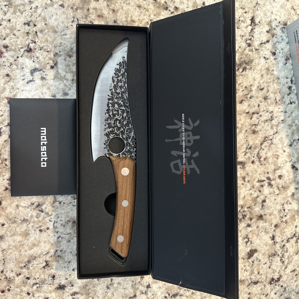 Huusk by Matsato Kitchen Knife – Extremely Sharp Blade Beech Wood Handle