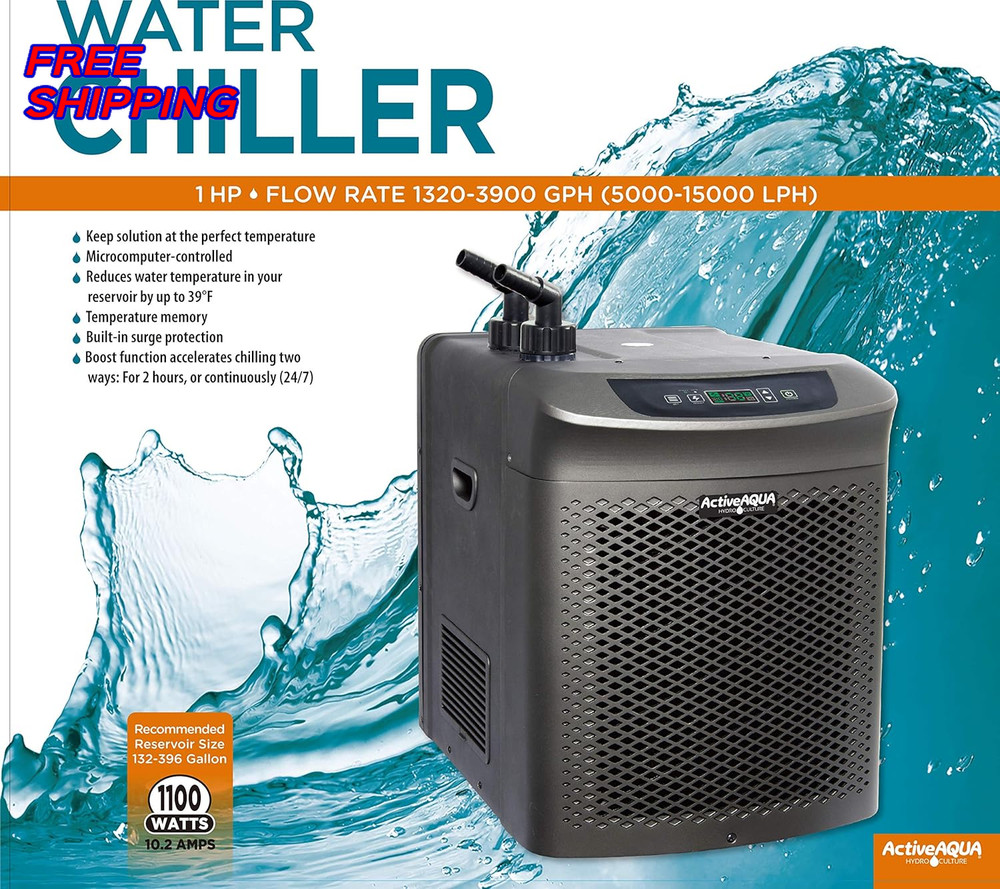 Active Aqua Hydroponic Water Chiller Cooling System with Remote Control Black