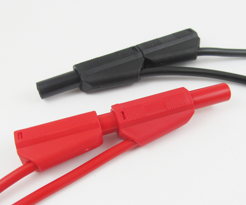 1pair Safety Silicon Test Cable Double Full Insulated Stackable Banana Plug 1M
