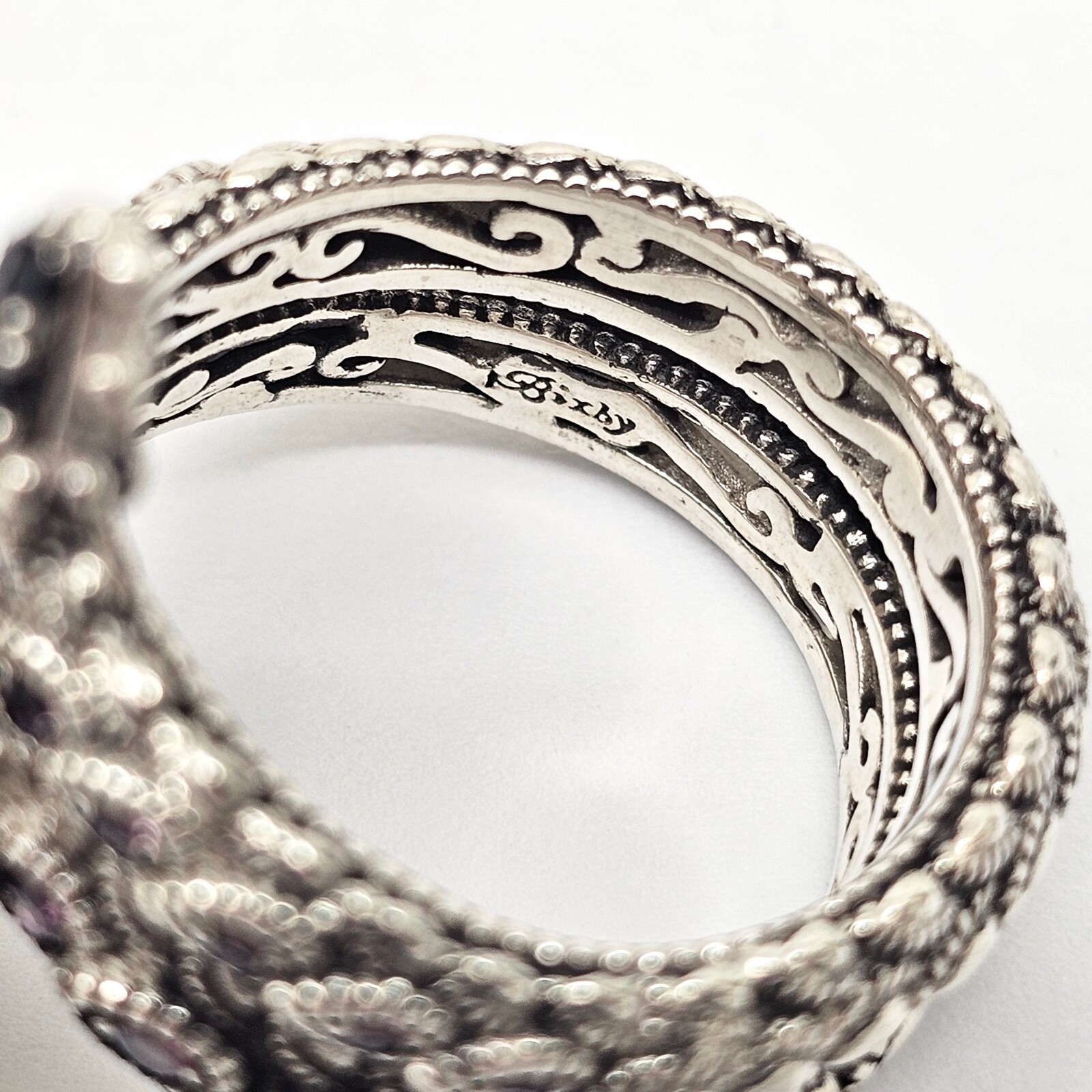 BARBARA BIXBY STERLING SILVER 18K MULTI-STONE KING COBRA SNAKE RING,9,BOX/POUCH