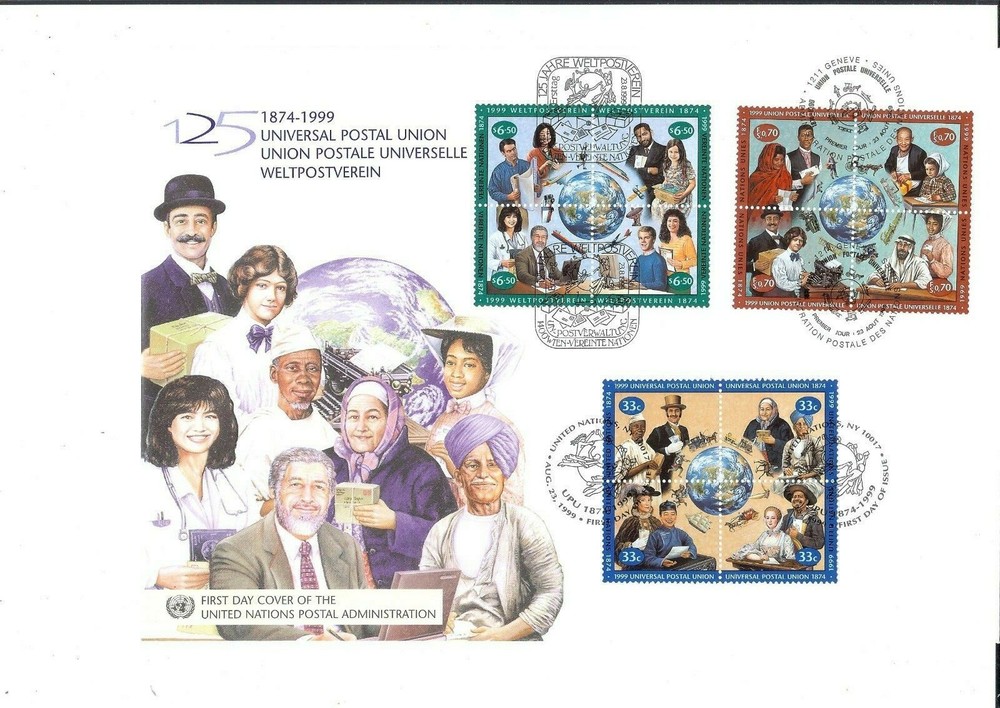 1999 Universal Postal Union Large FDC - All Three Offices - UNPA Cachet