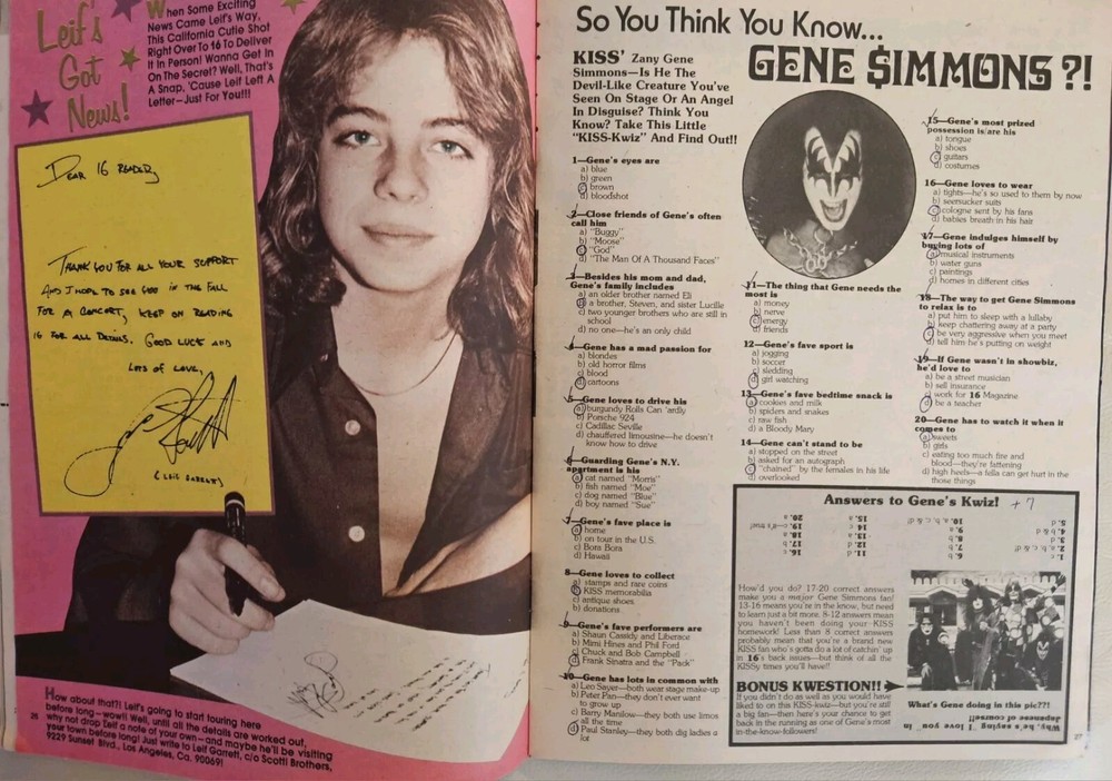 16 Magazine 1978 KISS/ROLLERS