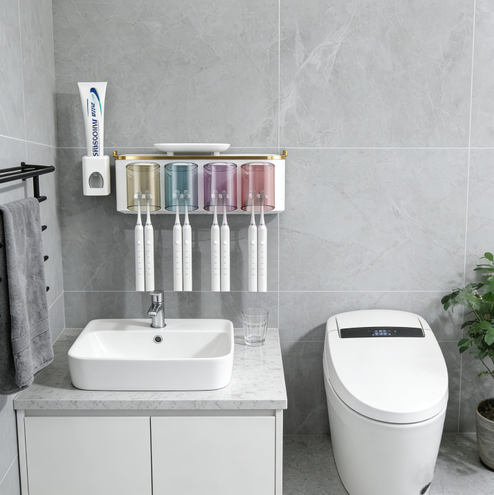 Multifunctional Wall Mount Toothbrush Holder Rack Organizer Automatic Toothpaste