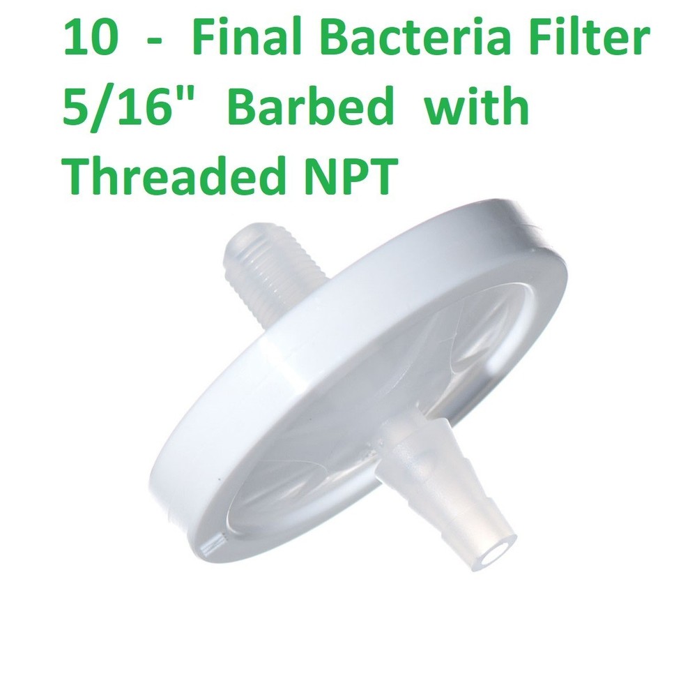 10 Final bacteria filter 5/16" barbed with threaded NPT suction machine Filter