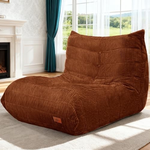 Bean Bag Chair,Giant Beanbag Chairs for Adults,Comfy Single Brown Corduroy