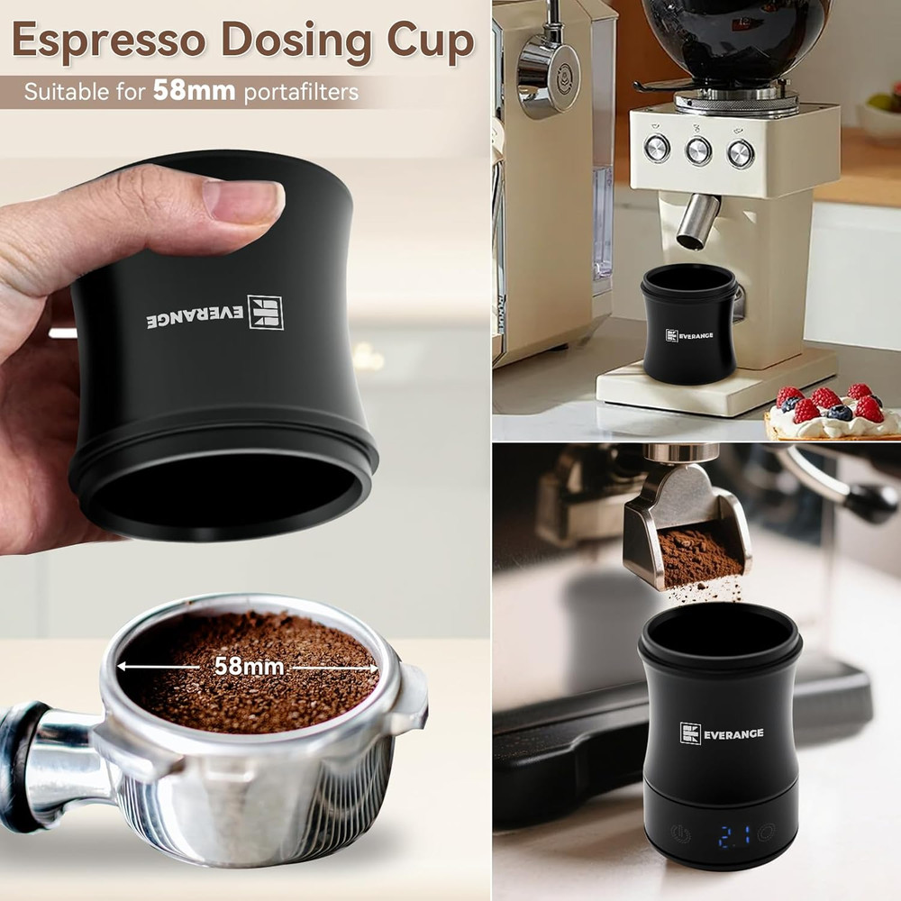 Rechargeable Digital Coffee Scale with Timer and Dosing Cup, Black