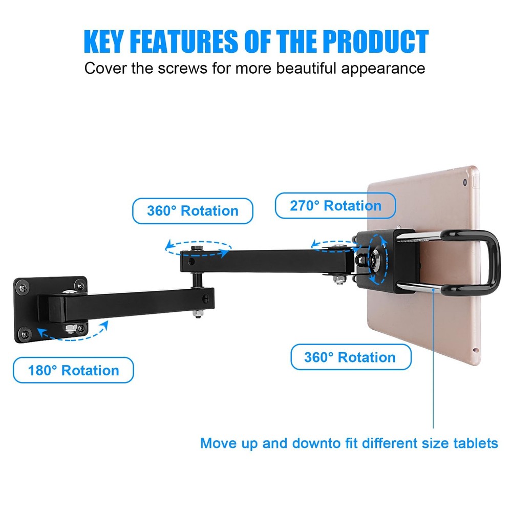 Tablet Wall Mount Bracket for 713 inch Tablets, AntiTheft Adjustable Stand Ho...
