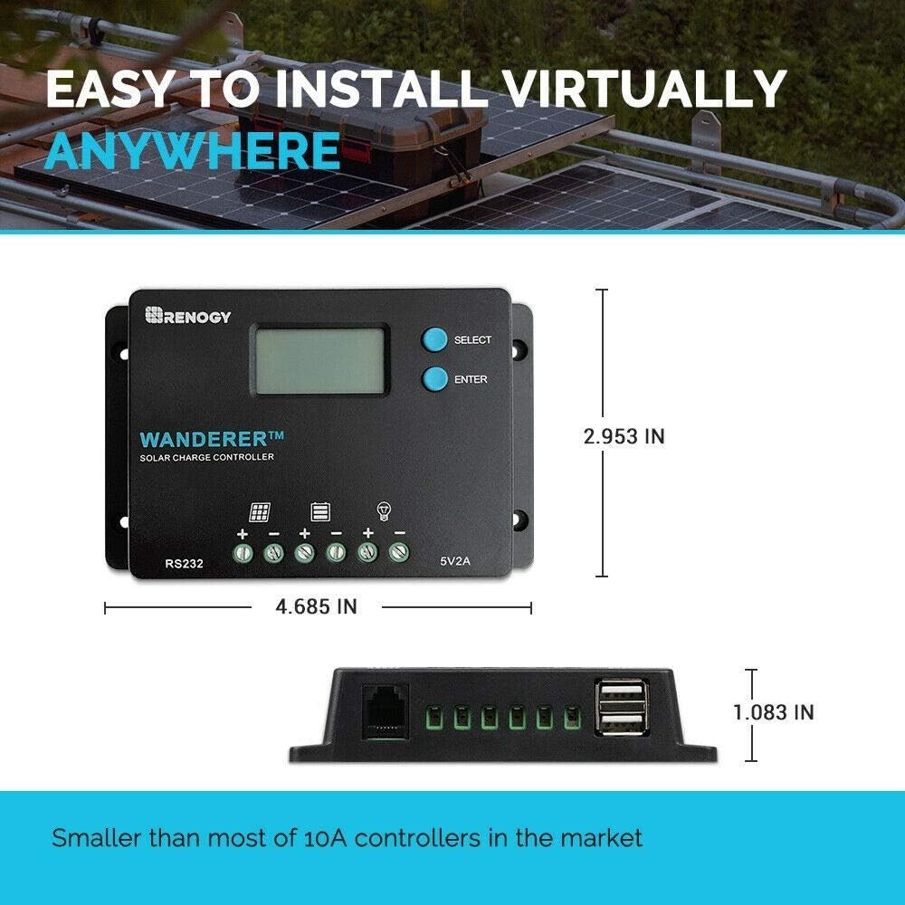 Wanderer 10A Solar Controller - Efficient PWM Design with Waterproof Housing