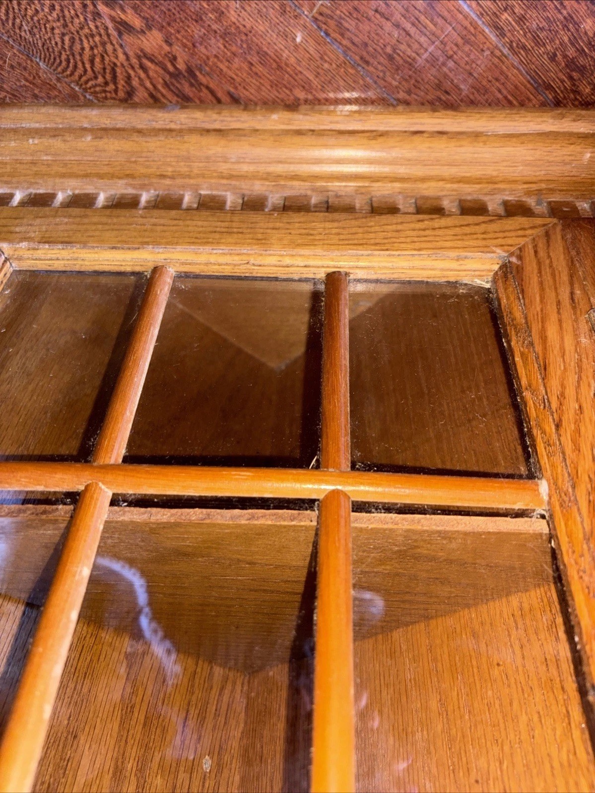 Vintage Oak Curio Corner Cabinet Shelf Display Farmhouse