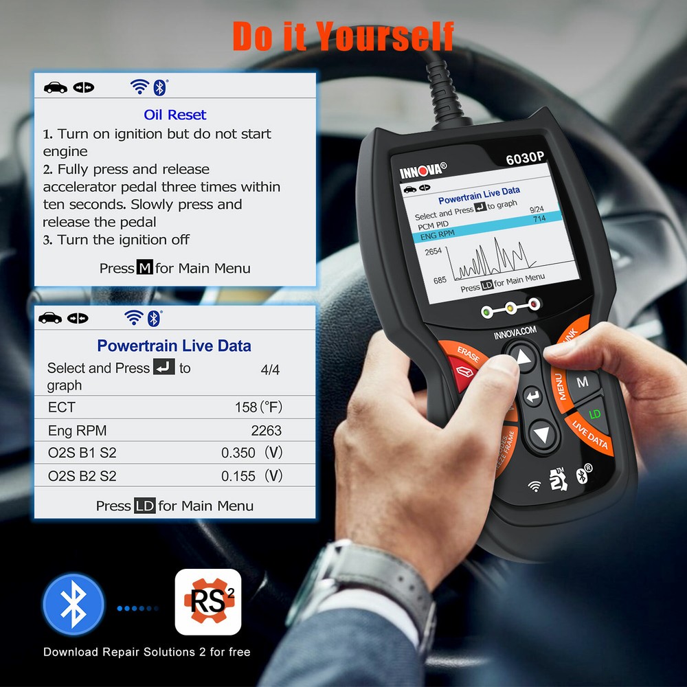 INNOVA 6030P OBD2 Scanner Code Reader Engine ABS Battery Check Diagnostic Tool