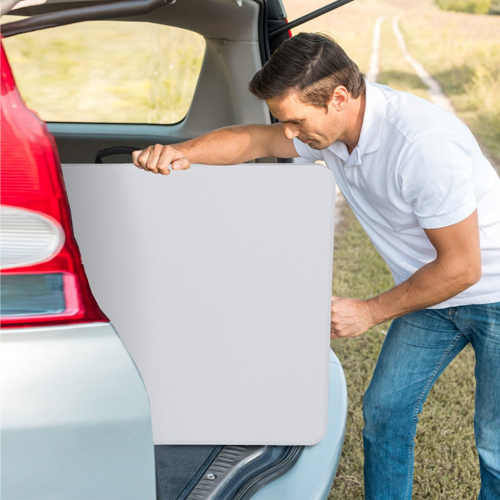 2X 8' Fold-in-Half Table Dining Table Picnic Camping Table w/Handle for Camping