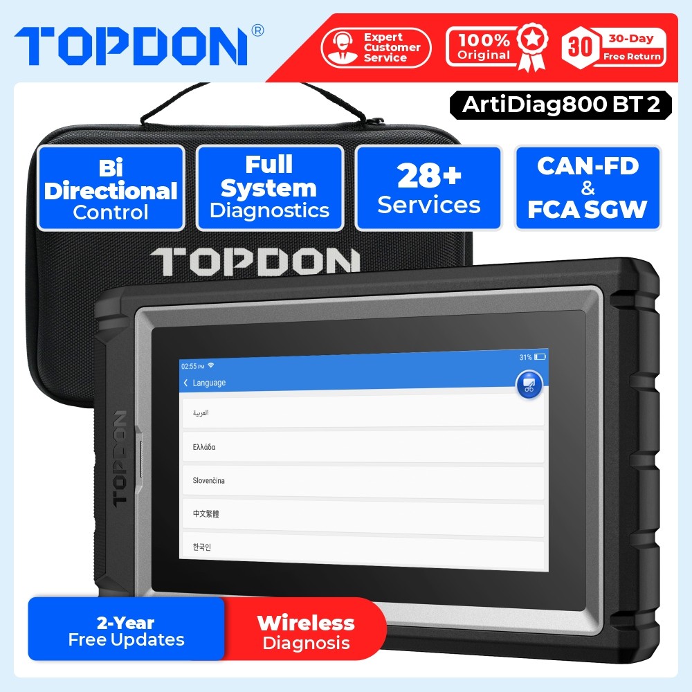 Topdon AD800BT 2 Car Bidirectional Scanner Full System Diagnostic Coding Tool