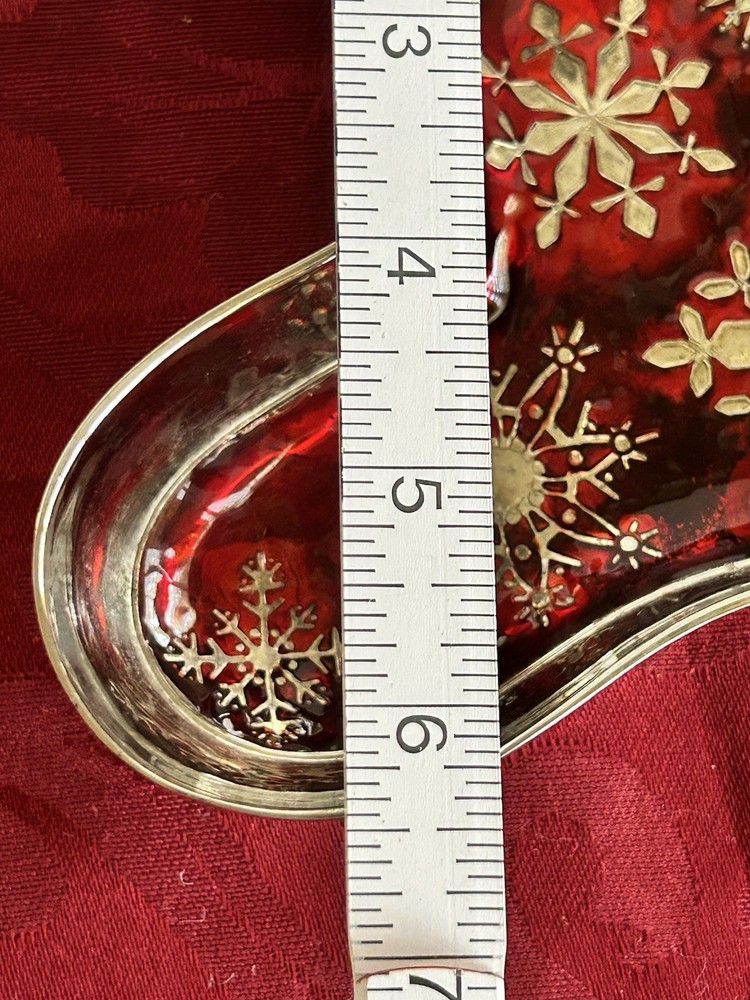 GODINGER SILVER PLATED STOCKING CANDY/ TRINKET DISH CHRISTMAS 6 IN