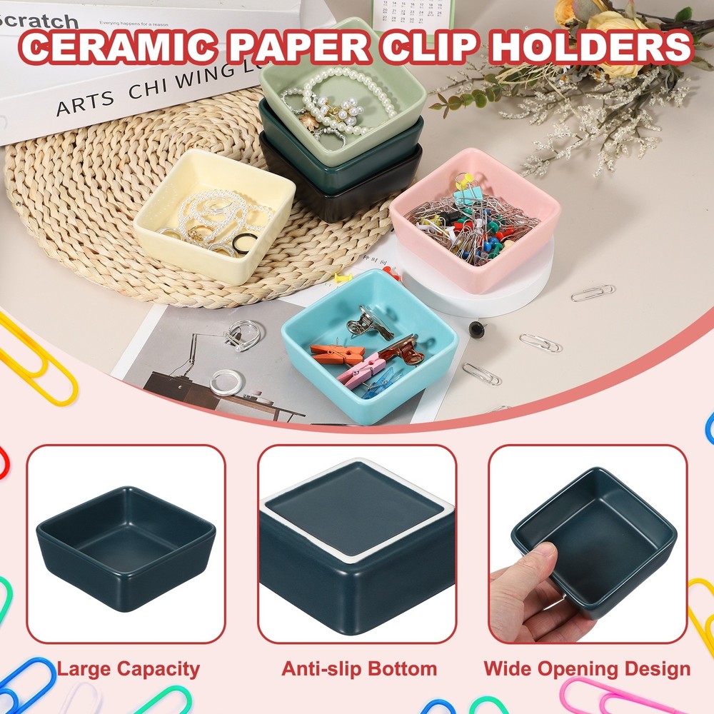 2 Pcs Square Paper Clip Holders, Navy Blue