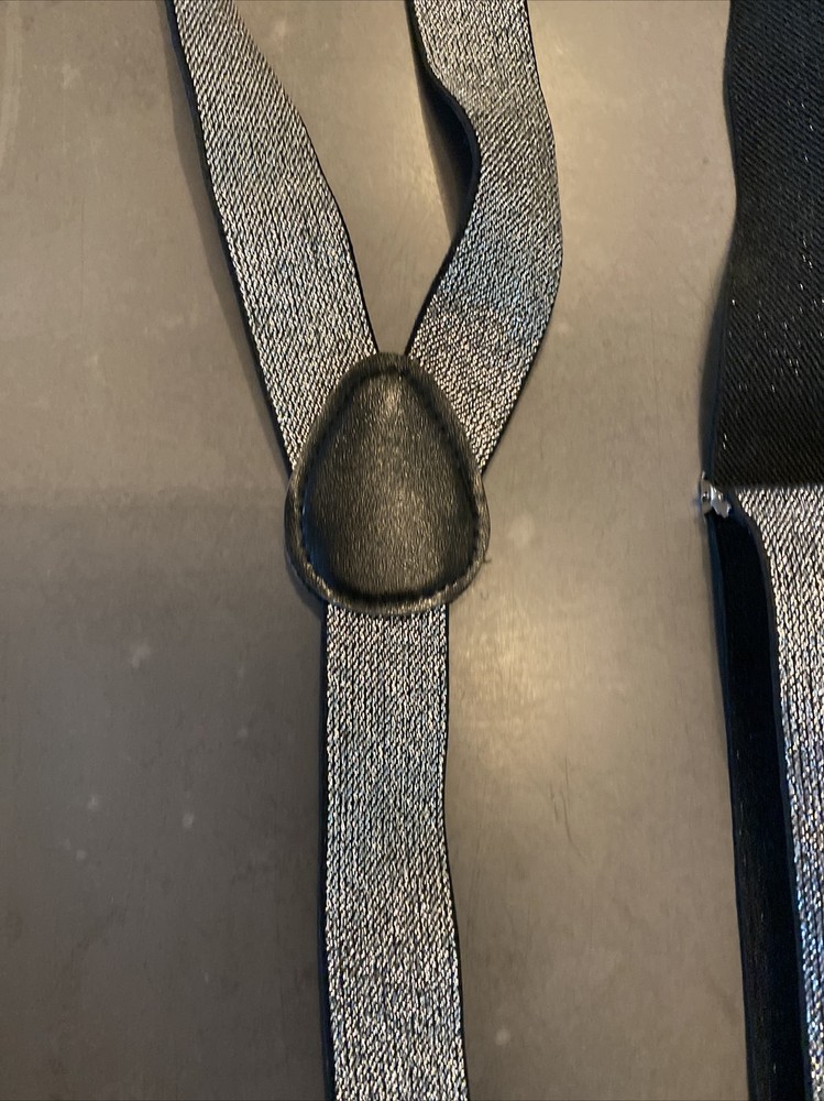 New Silver Glitter Elastic One Size Suspenders Clip Ends