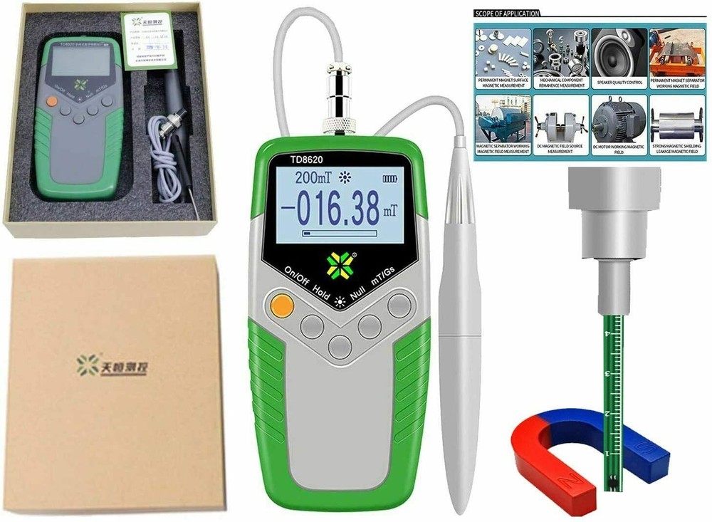 Handheld Gauss Meter with Resolution 10μT Accuracy ±5% Range 200 - 2000mT