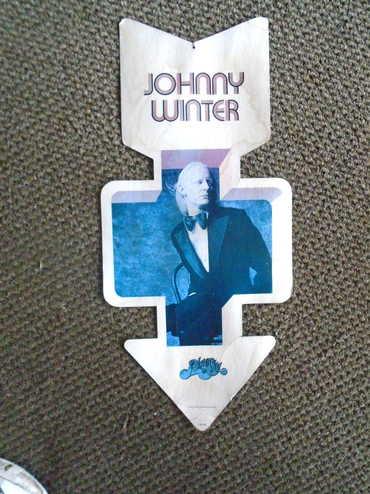ORIGINAL-JOHNNY WINTER DOUBLE SIDED RECORD STORE HANGER-1974-BLUE SKY RECORDS