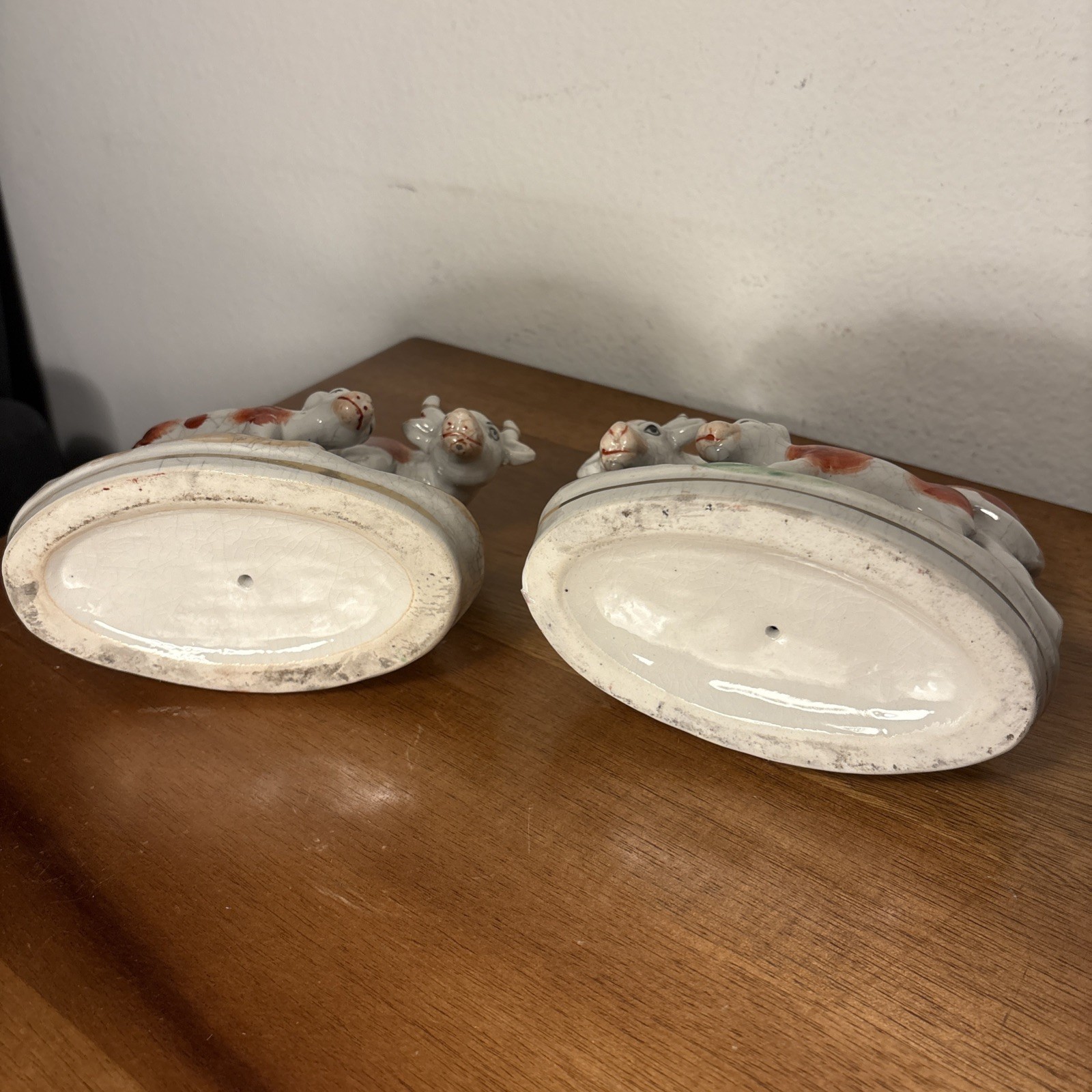 Set of 2 Staffordshire Cow and Calf Figurines