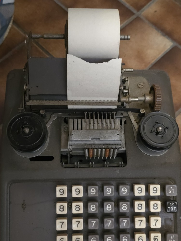 Burroughs Adding Machine Hand Crank With Cover Vintage